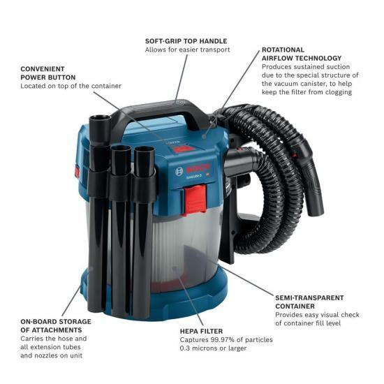 BOSCH GAS18V-3N 18V 2.6ガロン ウェット/ドライ掃除機（HEPA