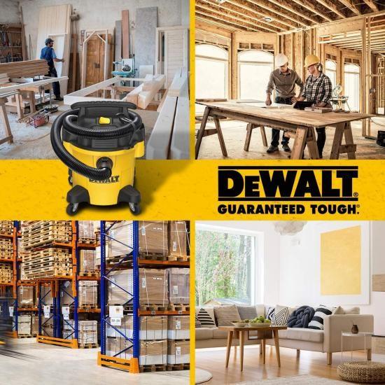 DEWALT DXV05P 5ガロン ポリウェット/ドライ掃除機、アタッチメント付き4馬力業務用掃除機、強力な吸引力、1-7/8インチホース、DXV05P、イエロー_3