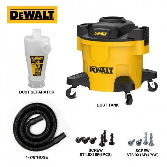 DEWALT ダストセパレーター 6ガロンポリタンク付き イエロー & DXV10P 10ガロン静音ポリウェットドライ掃除機 イエロー_3