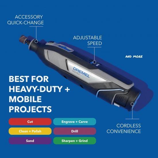 Dremel 8240-5 12V コードレスロータリーツールキット（可変速度、快適グリップ付き） - 2AH バッテリーパック、充電器、5 つのアクセサリ、レンチ、ツール_2