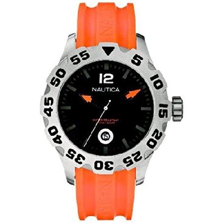 世界的に Date 100 BFD N14603G Men's Nautica Orange 並行輸入品 Watch Black and 腕時計