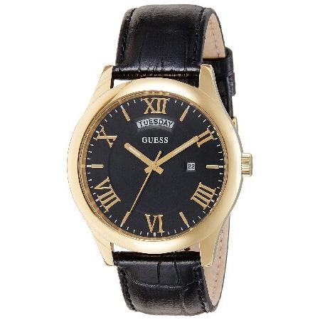 最大12%OFFクーポン W0792G4 Guess Mens 並行輸入品 Watch Strap Leather Black Metropolitan 腕時計