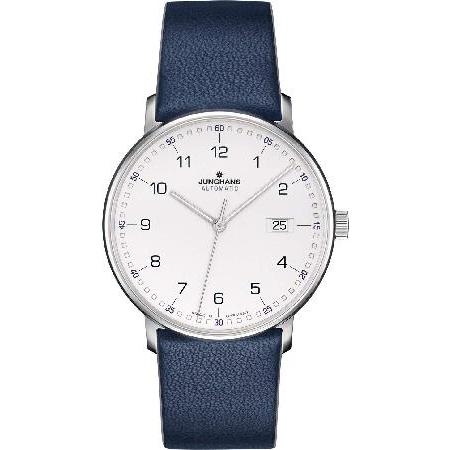 【サイズ交換ＯＫ】 Junghans 並行輸入品 027/4735.00 Strap Leather Blue Dial Silver Matte Date Automatic A Form 腕時計