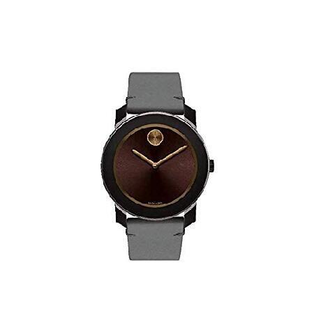 信頼 Steel Stainless Brown TR90 Bold, Movado Case, 並行輸入品 3600455 Men, Strap, Leather Grey Dial, Brown 腕時計