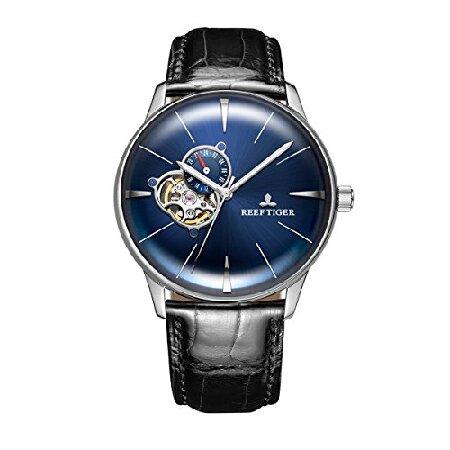 希少 黒入荷！ Men's Watches Dial Blue Casual Tiger Reef Convex 並行輸入品 (RGA8239-YLB) RGA8239 Strap Leather Watches Automatic Lens 腕時計