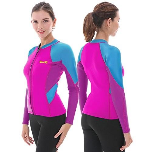 【在庫あり】 GoldFin Women's Wetsuit Top, 2mm Neoprene Wetsuit Jacket Long Sleeve Front Zip Wetsuit Shirt for Diving Snorkeling Surfing Kayaking Canoeing (Fuchsia,, Day Tripper d2fa4cd7
