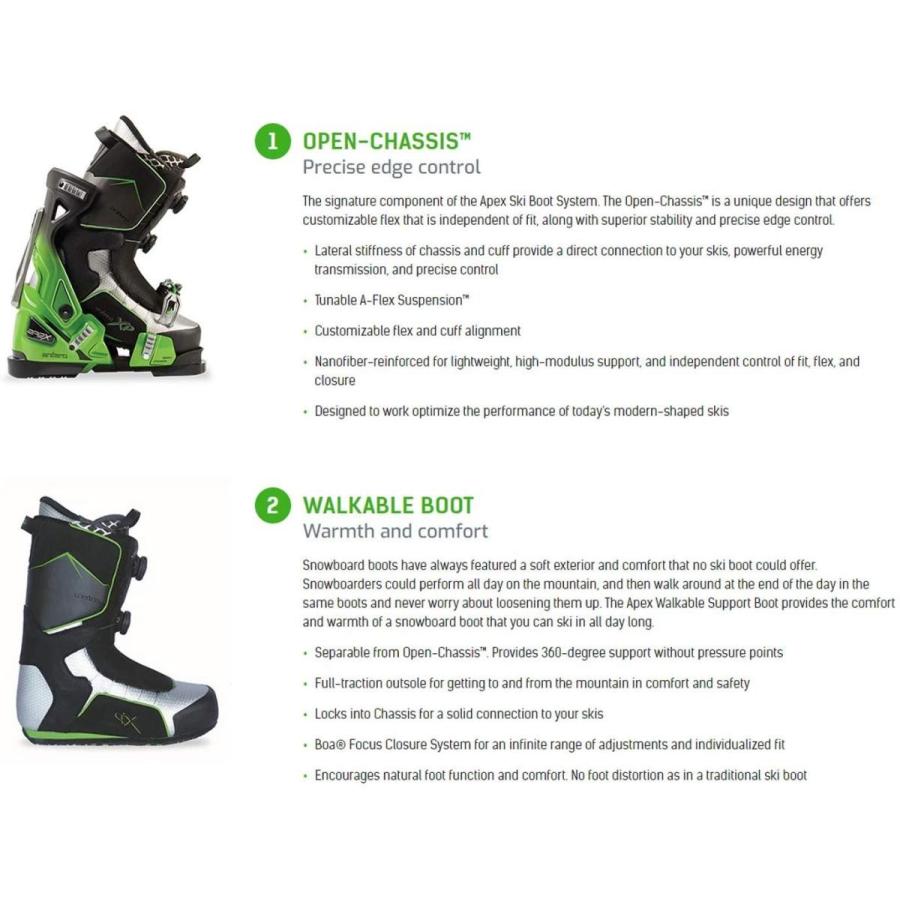 Apex Ski Boots Antero Big Mountain Ski Boots (Men's Size 27) Walkable Ski Boot System with Open-Chassis Frame for Advanced/Expert Skiers 並行輸入｜importdvd-com｜06