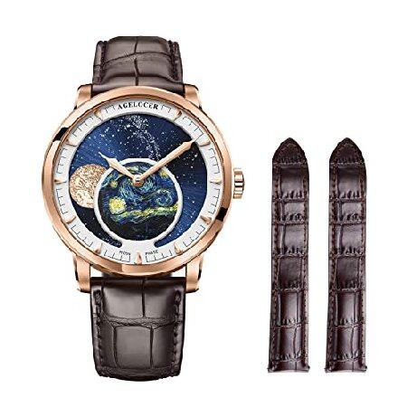 通販 Men Watches Automatic Blue Brand Top Watch Men's Agelocer Moon (AAL:6401D2) Watch Wrist Luxury Fashion Masculine Watch Mechanical Reserve Power Phase 腕時計