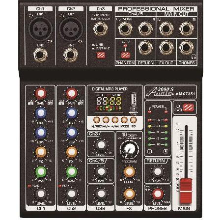 Audio2000'S AMX7351 Five-Channel Audio Mixer with USB 5V Power Supply, USB Interface, and Sound Effect 並行輸入品 デジタルミキサー