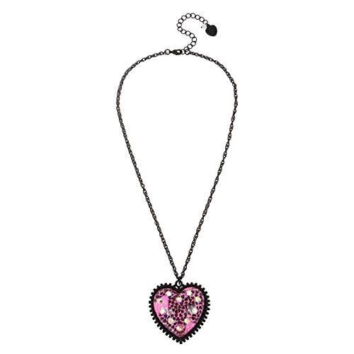 【予約】 Betsey Johnson Women's Glitter Heart Pendant Necklace, Fuchsia, One Size【並行輸入品】, Jewelry SUEHIRO b56d960a