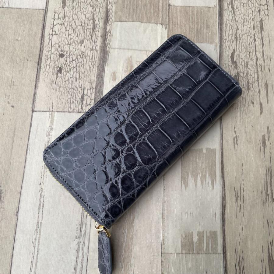 No.14 シャイ二ング クロコダイル 長財布 メンズ レディース グレー  