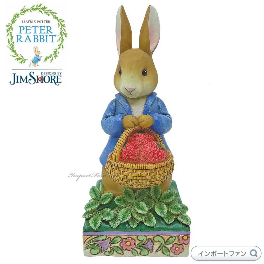 ジムショア イチゴのバスケットを持ったピーターラビット ウィズ ストロベリー 苺 置物 6012489 Peter Rabbit with ...