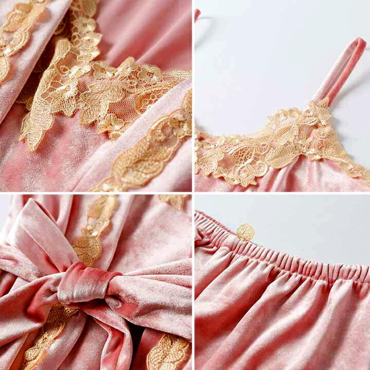 ルームウェア Belinda ベリンダ ベルベット レースがかわいい カーディガン付 3点セット ベロア レディース パジャマ ジェニファーパメラ Jennifer Pamela 本 Jp インポートファン 通販 Yahoo ショッピング