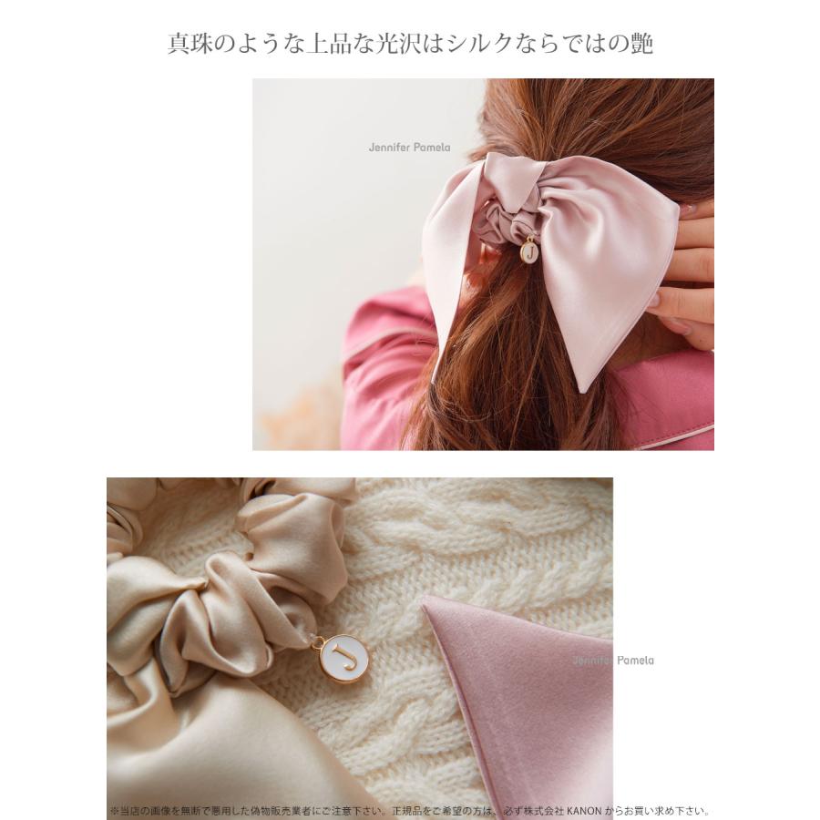 ジェニファーパメラ シルク100％ サテン リボン シュシュ ヘアゴム