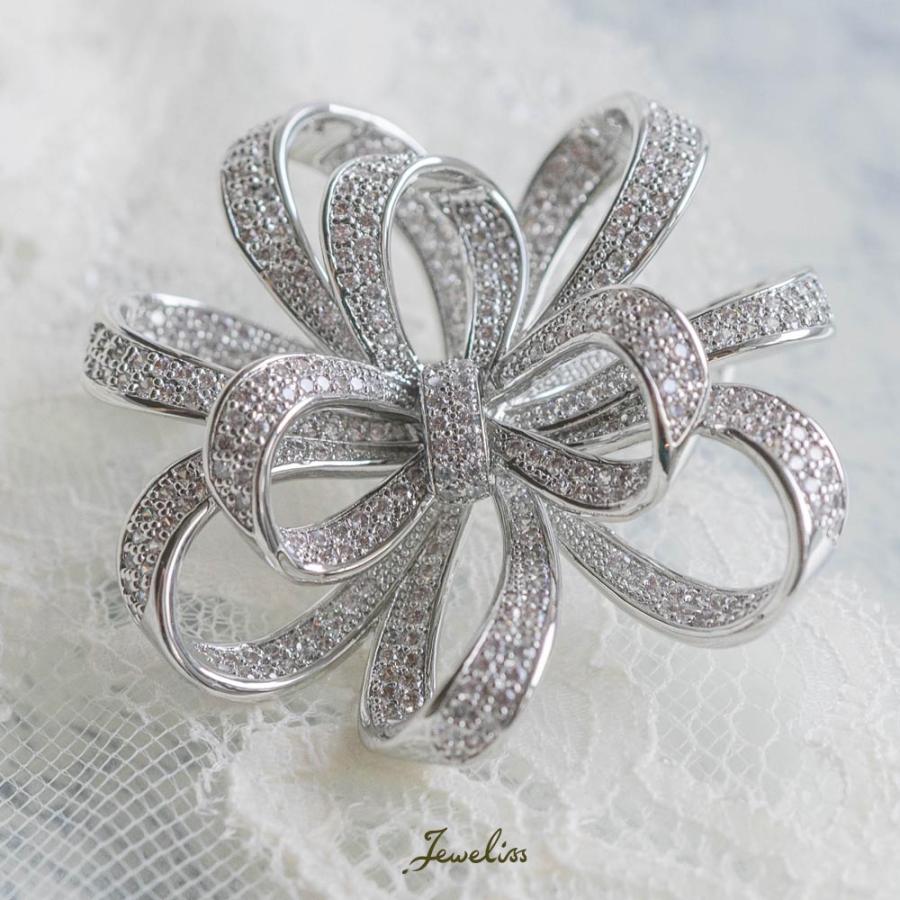 Jeweliss ヴィクトリアーノ クリスタル リボン ブローチ ジュエリス 