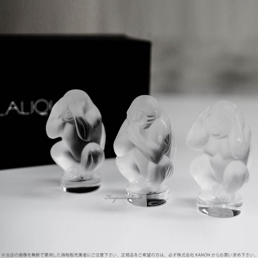 LALIQUE ラリック クリスタル 干支 申 サル 3点セット 見ざる LALIQUE ラリック クリスタル 干支 申 サル 3点セット 見ざる