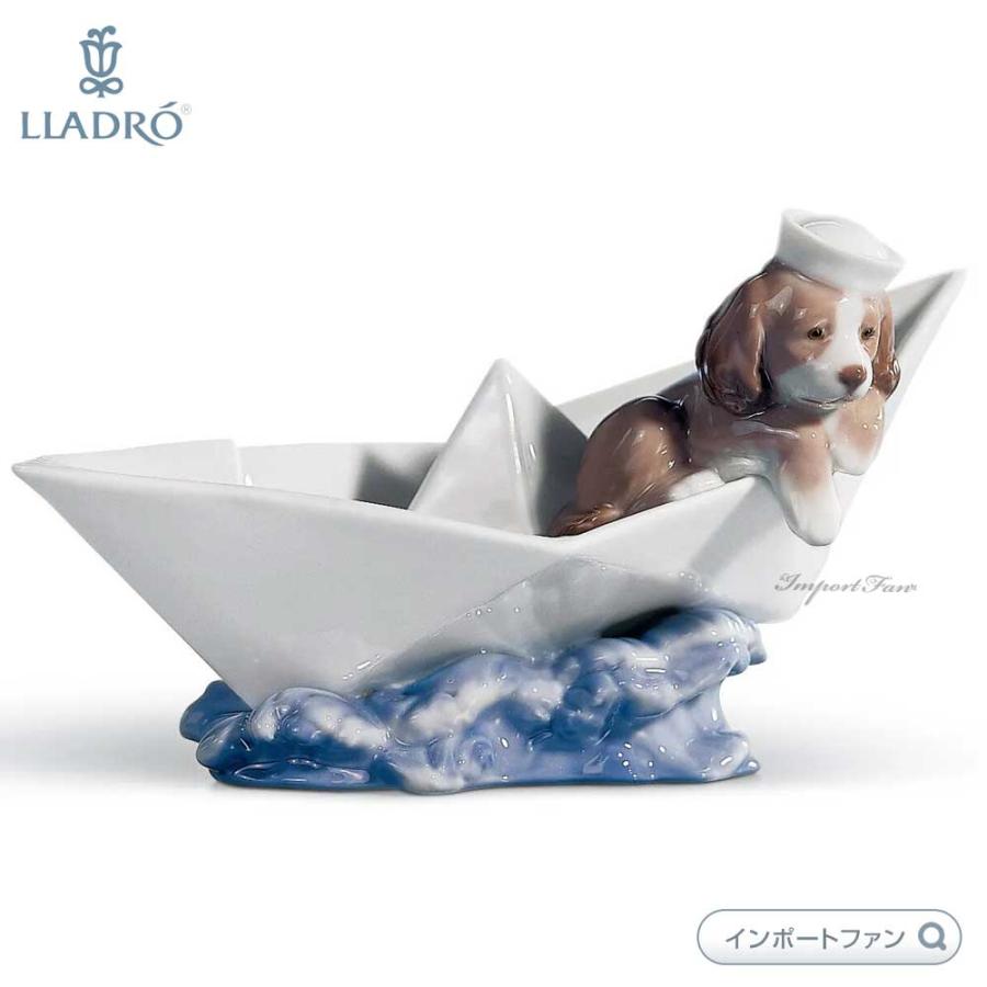 注目ショップ リヤドロ お舟に乗って □ LLADRO 01006642 子犬 水兵 オブジェ、置き物