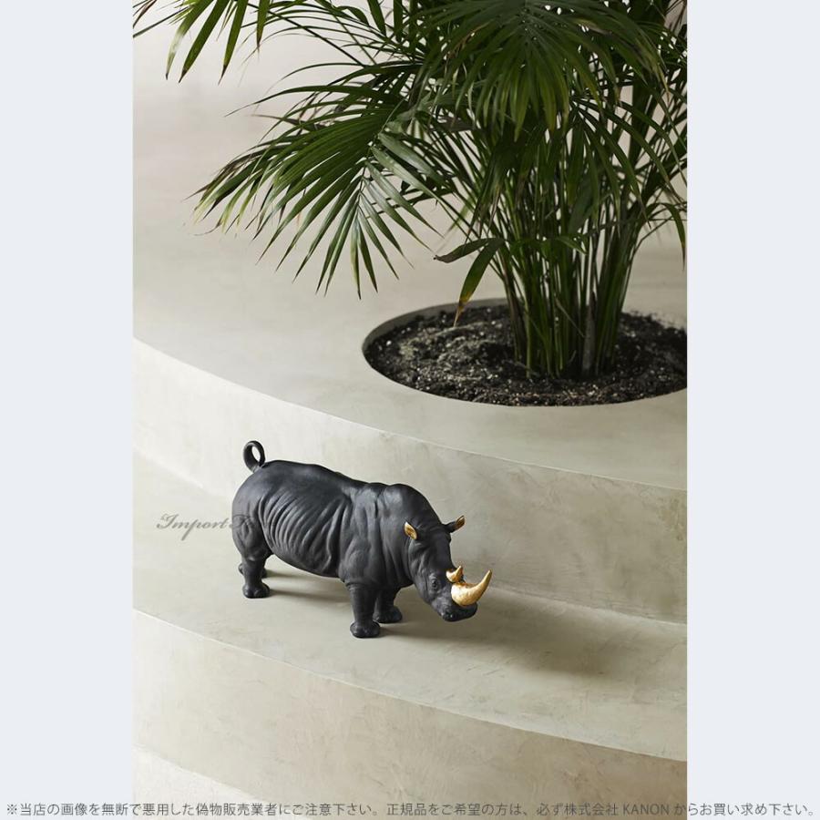 リヤドロ サイ ブラック ゴールド 動物 01009595 LLADRO Rhino Black \u0026 Goldの画像