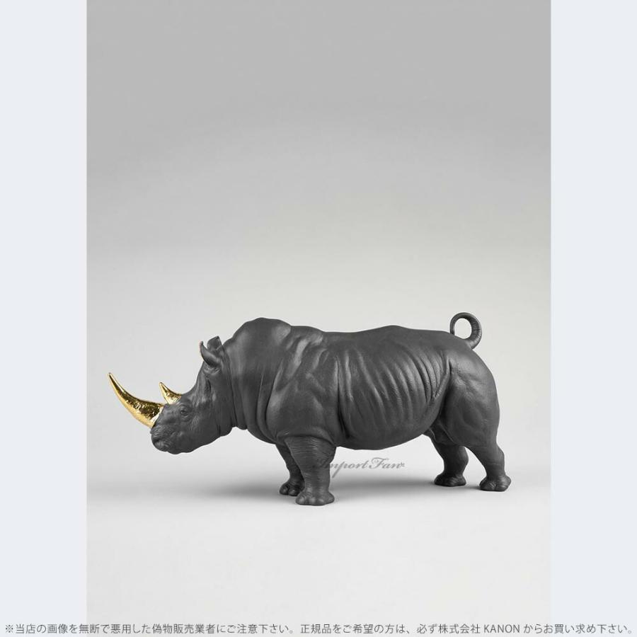 リヤドロ サイ ブラック ゴールド 動物 01009595 LLADRO Rhino Black \u0026 Goldの画像