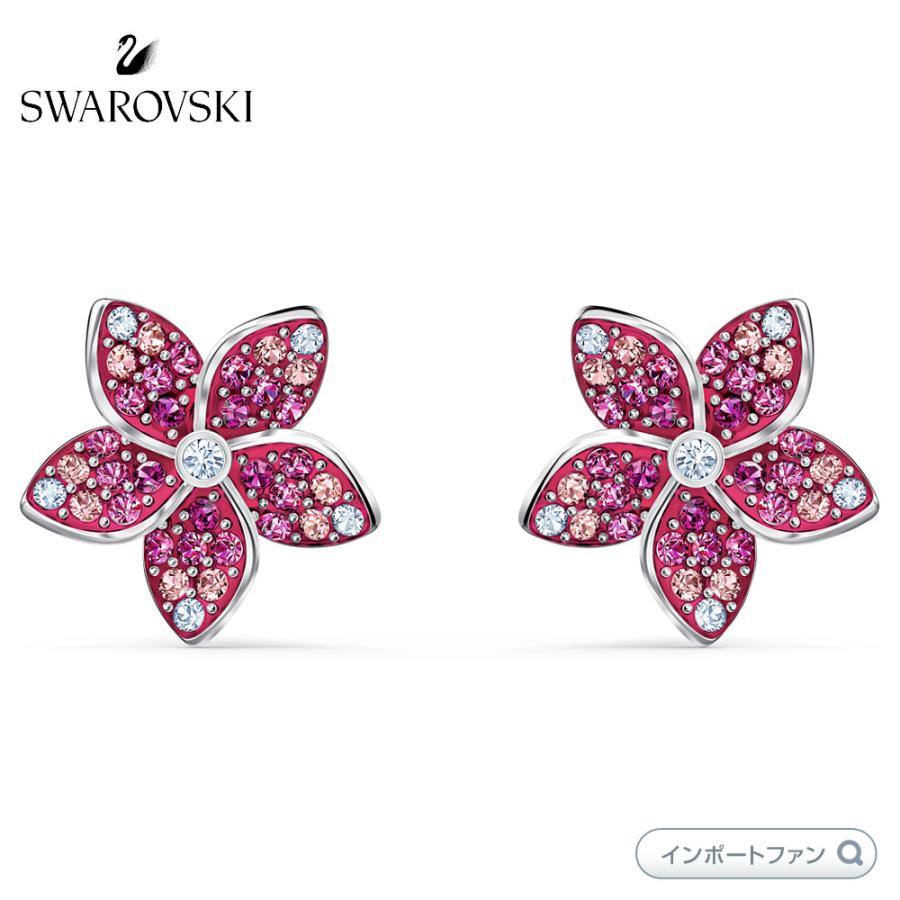 SWAROVSKI スワロフスキー トロピカル フラワー ピアス 花 ピンク 
