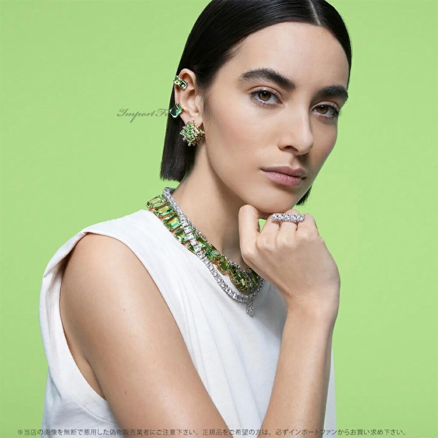 スワロフスキー ミレニア クリップイヤリング シングル グリーン  