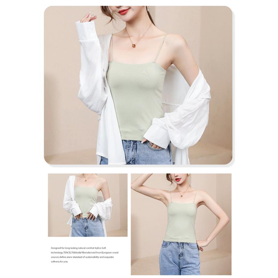 「2点目500円」 キャミソール カップ付き インナー パッド付き チューブ ブラトップ トップス 無地 ストレッチ 肩紐 薄手 レディース ノンワイヤー ノースリーブ |  | 13