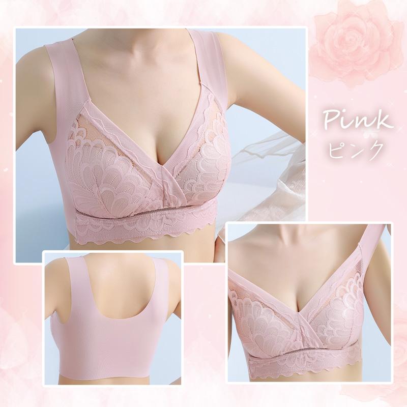 【ショーツセット新発売】 ナイトブラ ブラジャー ノンワイヤー レース素材 昼用 夜用 30代 40代 50代 伸縮性 脇高 育乳 美胸 効果 大きいサイズ 脇肉補正 |  | 19