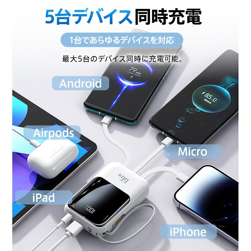 最大P10倍】 22.5W高速充電 モバイルバッテリー 大容量 軽量 20000mAh