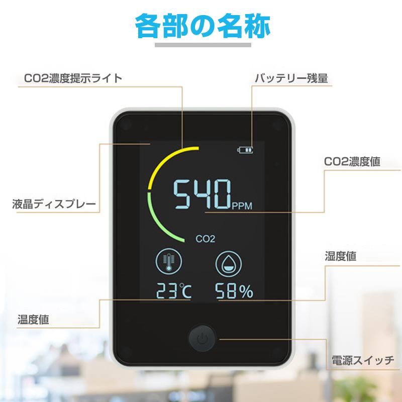 CO2センサー 二酸化炭素濃度計測器 日本語表示 モニター 二酸化炭素