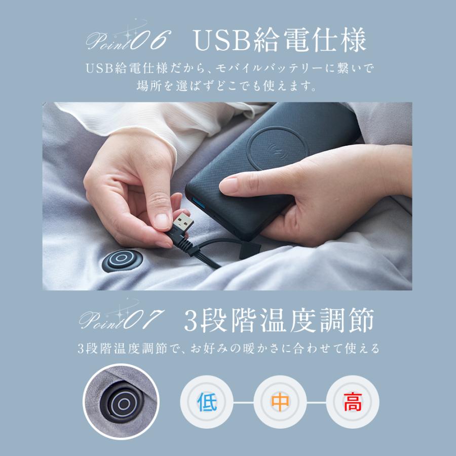 【クーポンで3980円】 電気 毛布 ふわとろ 毛布 180×94cm ひざ掛け 掛け敷き 30000mAhバッテリー付き 2枚サイズ拡張 ブランケット 肩掛け USB 3段階 洗濯可 |  | 09