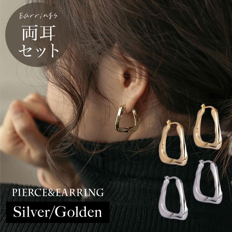 【新春限定20%OFF】 ピアス フープピアス イヤリング 金属アレルギー対応 18金コーティング ニッケルフリー レディース エレガント ゴールド シルバー | 
