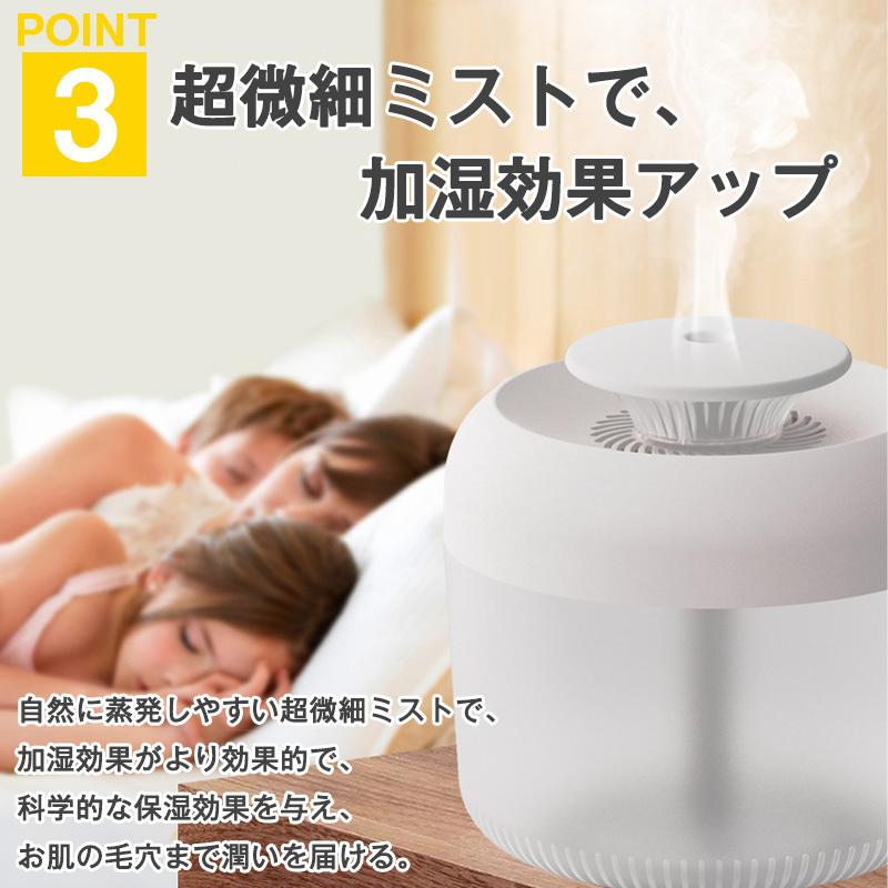 加湿器 卓上 超音波式 2.4L 大容量 上から給水 次亜塩素酸水対応おしゃれ ミスト 自動停止機能 ライト付き 静音 省エネ 節電 エコ 2色 送料無料 |  | 07