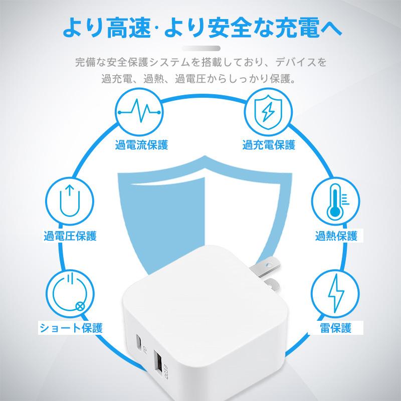 ACアダプター iPhone14 PD 急速充電器 18W Quick Charge 3.0 100-240V 海外電圧対応 iPad スマホ Android 軽量 コンパクト |  | 10