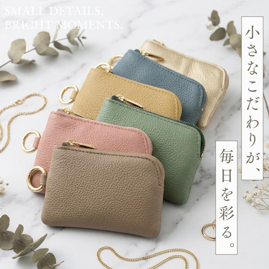 本革 キーケース レディース L字ファスナー カードケース 小銭入れ ミニ財布 コンパクト 薄型 軽量 カラビナ付き キーリング 牛革 スキミング防止 キーホルダー |  | 07