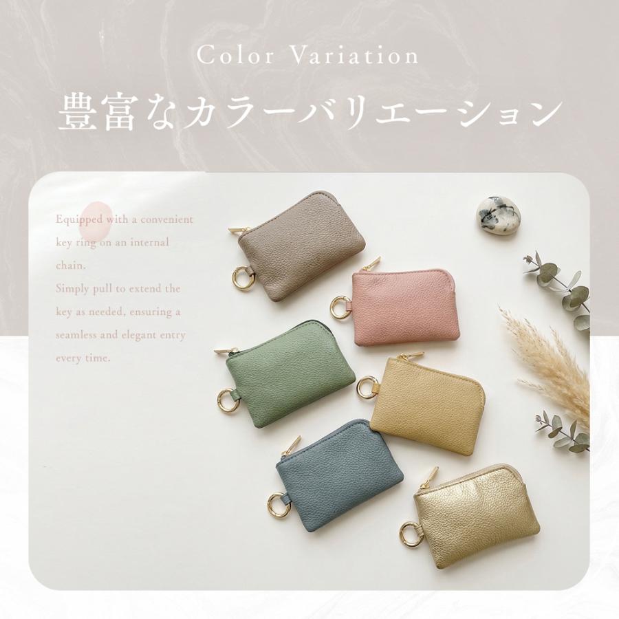 本革 キーケース レディース L字ファスナー カードケース 小銭入れ ミニ財布 コンパクト 薄型 軽量 カラビナ付き キーリング 牛革 スキミング防止 キーホルダー |  | 15