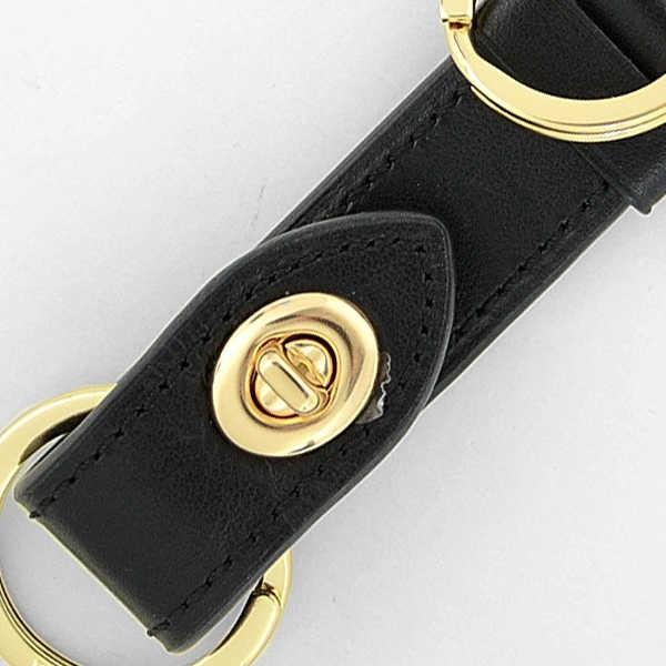 NWT Coach Leather Trigger Snap Bag Charm Black Valet Key Ring Fob