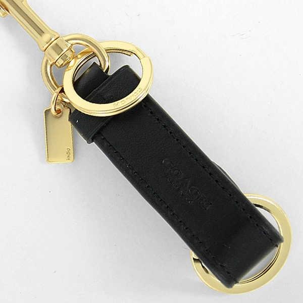 NWT Coach Leather Trigger Snap Bag Charm Black Valet Key Ring Fob