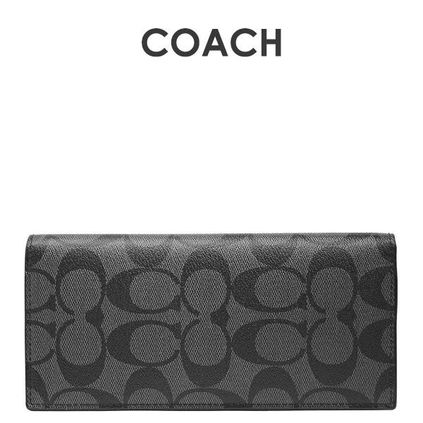 美しい コーチ Coach メンズ 財布 二つ折り長財布 Cq Bk チャコール ブラック 人気特価激安 Clearchannel Com Br