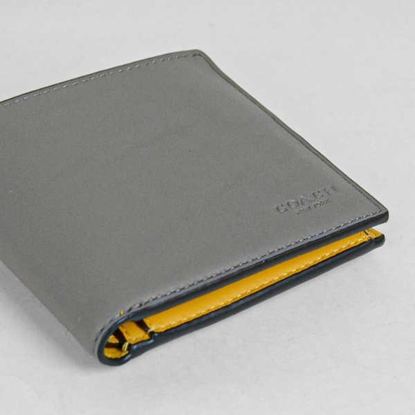 コーチ Coach メンズ 財布 二つ折り財布 400 Pnx グレー ダーク マスタード 400pnx インポートブランドロータス 通販 Yahoo ショッピング