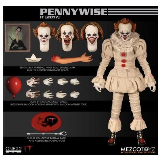 メズコ(Mezco Toyz LLC)ワン12コレクティブ イト ペニーワイズ 1/12 アクションフィギュア One:12 Collective - IT (2017 Movie) Pennywise 輸入品【新品】｜importone