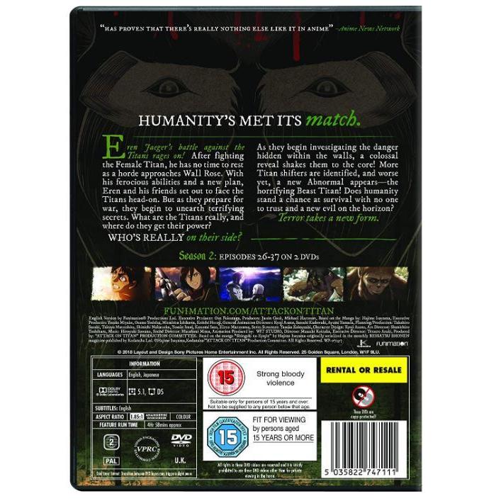 進撃の巨人 第2期 コンプリート Dvd Box 全12話 300分 しんげきのきょじん 諫山創 アニメ Dvd Import Pal 再生環境をご確認ください 輸入版 新品 Brbd230 Import One 通販 Yahoo ショッピング