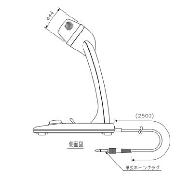 ティーオーエー(TOA) TOA 卓上型マイク600Ω 不平衡 ホーンプラグ
