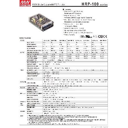 【即購入⭕️】 MW Mean Well HRP-100-12 12V 8.5A 102W Single Output with PFC Function Power Supply 【TM2076384871】(10650円)