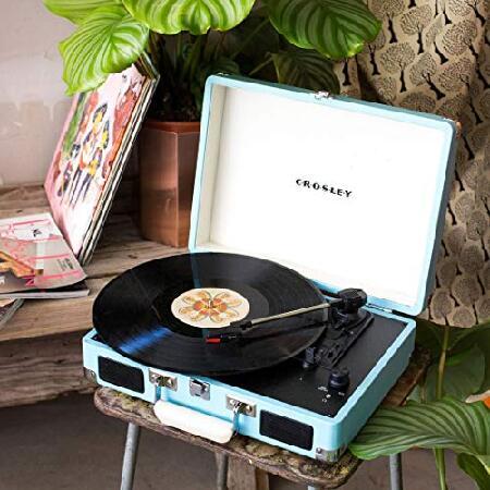 Crosley CR8005D-TU Cruiserデラックスポータブルレコードテーブル3スピードターンテーブル、Bluetooth、ターコイズ｜importselection｜03