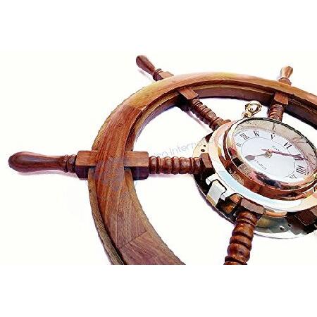 プレミアムNautical Decor Ship Wheel |真鍮舷窓時計| Nagina International 30 Inches 30portsw5｜importselection｜03