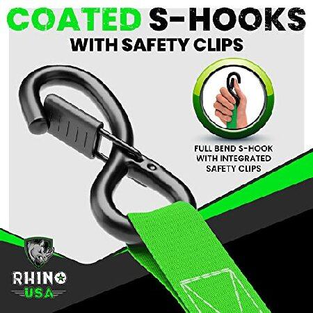 RHINO USA Ratchet Tie Down Straps (4PK) - 1,823lb Guaranteed Max Break Strength, Includes (4) Premium 1" x 15' Rachet Tie Downs with Padded Handles. B｜importselection｜03