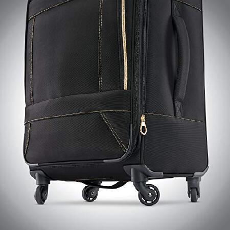 セール American Tourister Belle Voyage Softside Luggage with Spinner Wheels， Black， Checked-Medium 25-Inch