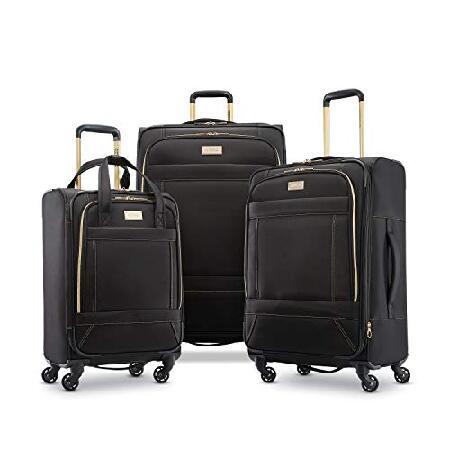 セール American Tourister Belle Voyage Softside Luggage with Spinner Wheels， Black， Checked-Medium 25-Inch