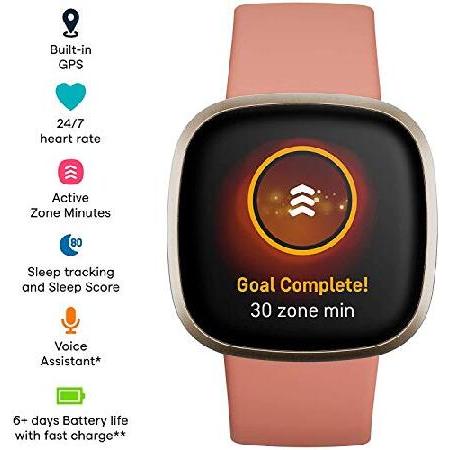 Suica対応】Fitbit Versa 3 スマートウォッチ ピンククレイ [6日間以上 
