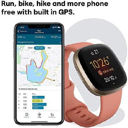 Suica対応】Fitbit Versa 3 スマートウォッチ ピンククレイ [6日間以上 
